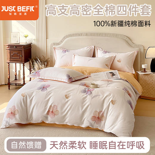 【品牌直发】加倍生活 新疆精梳全棉印花高支密纯棉床单四件套-邂逅系列 20色可选 1.5m1.8m2.0m床可选 商品图0