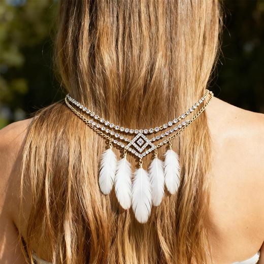 Hair accessories【盖茨比羽毛发链】2026时髦水钻发饰女款 商品图4