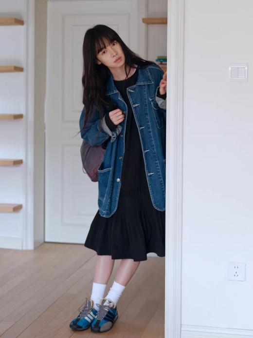 步履不停/5C20024C/长翻领工装水洗蓝牛仔外套 商品图1