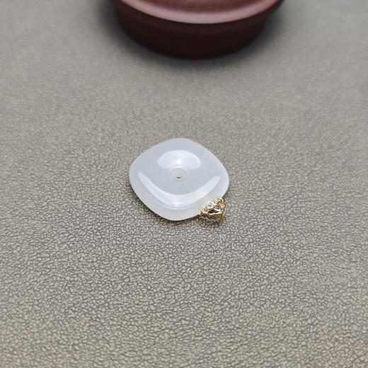 和田玉青海料冰底羊脂玉包金小平安牌 228-17 商品图4