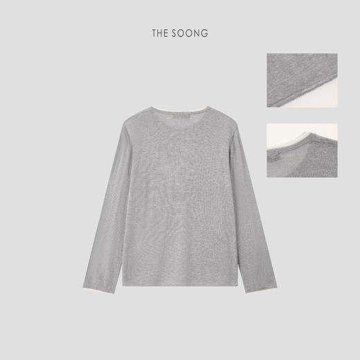 THESOONG|’轻量体感’桑蚕丝高克重混纺绵羊毛圆领长袖打底衫8581 商品图5