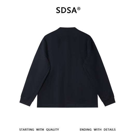 SDSA男士秋冬新款痞帅男装简约复古亨利领设计长袖T恤纯色百搭 商品图4