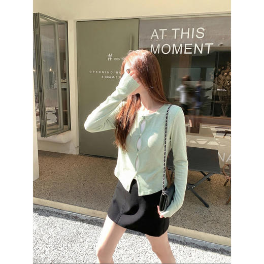 <曾小咸推荐>韩系拼色假两件镂空针织衫 商品图3