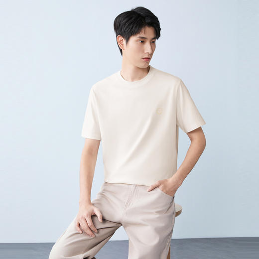 【提花T恤】柒牌男士26夏上新短袖T恤柔软舒适休闲百搭圆领上衣 130T72400 商品图1