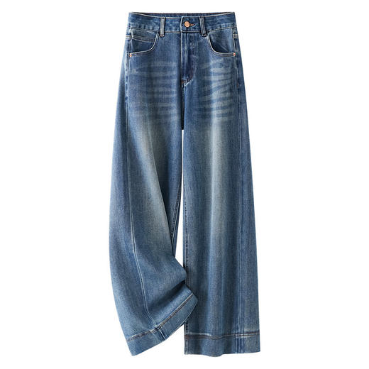 MYX蓝色阔腿牛仔裤2026年春季新款高腰垂坠感直筒裤显瘦休闲长裤女裤 商品图4