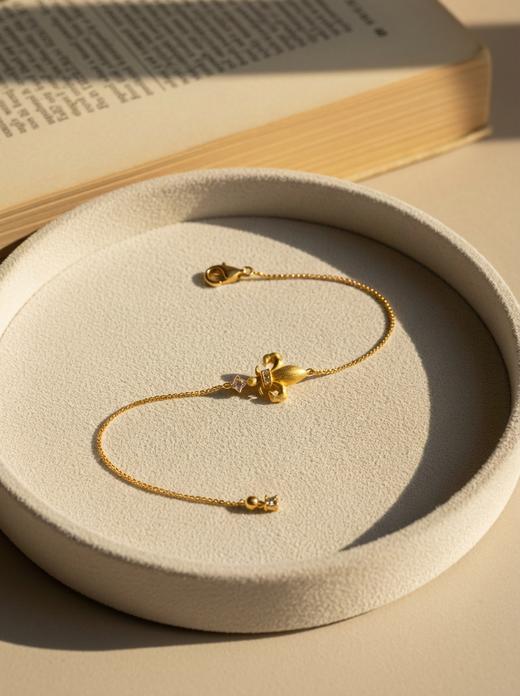 金色鸢尾重工拉丝吊坠项链/手链   绝美光华 银镀金首饰  （非质量问题 不退不换） 商品图4