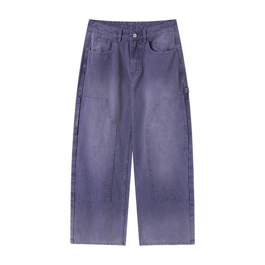 CryingCenter 法工蓝水洗做旧伐木工裤通勤直筒工装裤 哭喊中心 商品图4