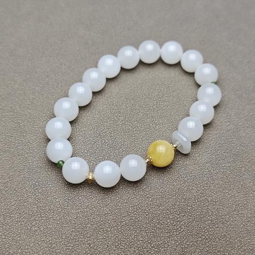 和田玉青海料冰底羊脂玉10mm招财转运手串 228-21 商品图5