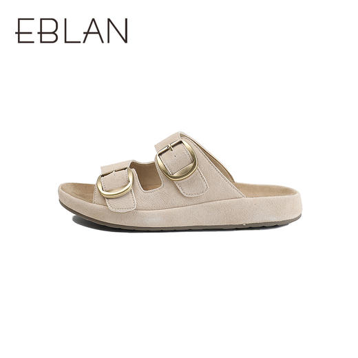 伊伴2026夏季松弛度假风美拉德绒面勃肯拖鞋B26308502 商品图1