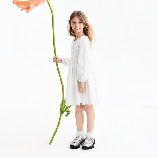 【实体店同款】女童长袖梭织连衣裙春季新款安奈儿童装AG613060 商品图5