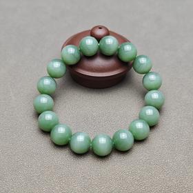 精品！和田玉俄碧粉绿猫眼12mm手串 228-19