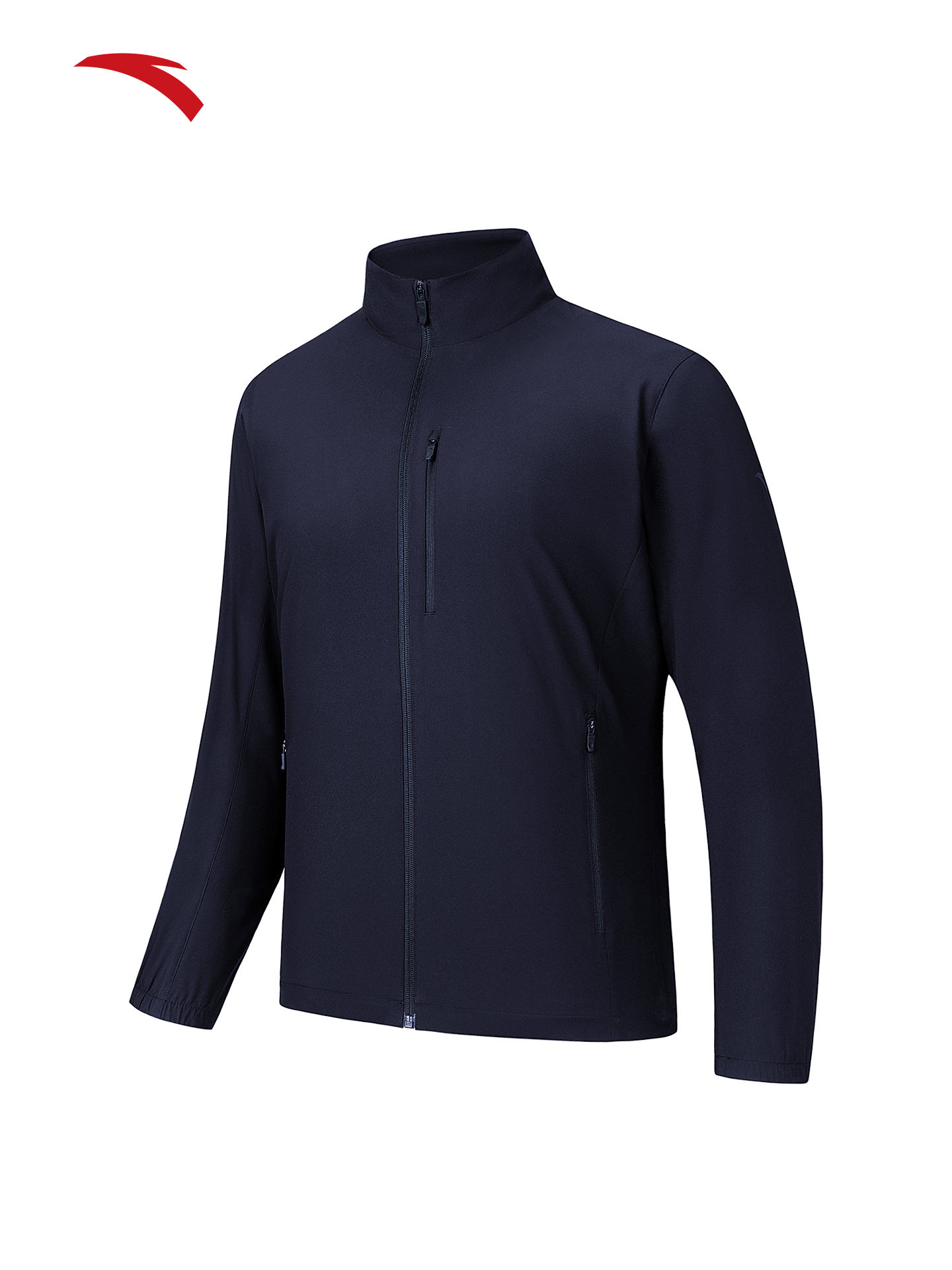 安踏立领针织外套男士加厚保暖夹克运动服上衣152617622-1深夜蓝