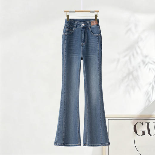 MYX浅蓝色牛仔喇叭裤2026年春季新款洋气修身鱼尾裤长款高腰筒喇裤女 商品图2