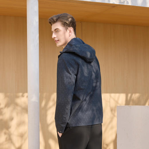 半身缘男装 春季提花简约防风挡雨两面穿连帽夹克261112M01310217 商品图4