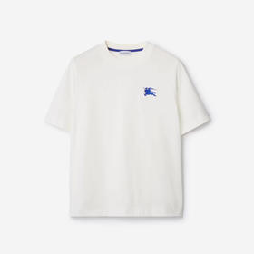 BURBERRY 巴宝莉 女士马术骑士徽标刺绣棉质圆领短袖T恤 白色 8111948 B7347