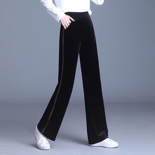 MYX金丝绒阔腿裤女装春秋季2026年新款垂感宽松直筒休闲裤 商品图2