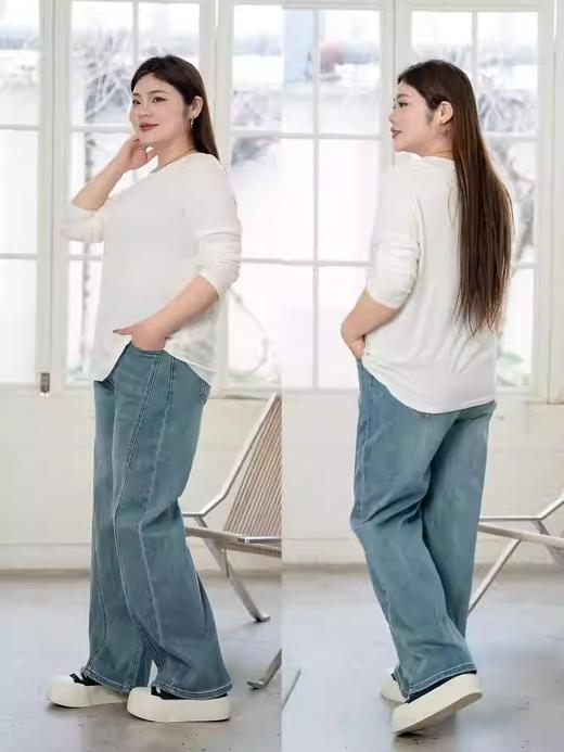 【群内福利】直筒牛仔裤裤子，加肥加大宽松，后腰松紧 商品图5