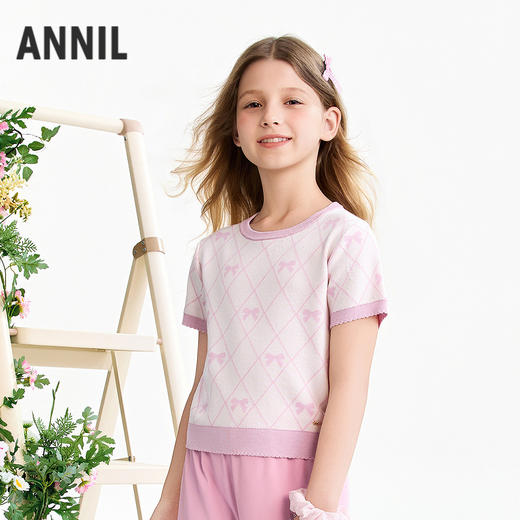 【实体店同款】女童短袖针织衫夏季新款安奈儿童装AG624055 商品图1