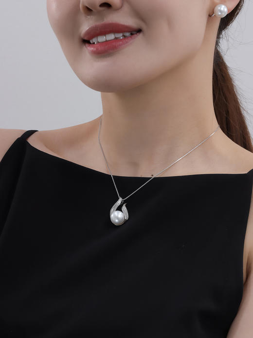 【挚友限定】18k金澳白珍珠钻石吊坠12-13mm 商品图1