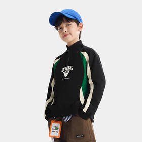 安踏儿童男大童针织套头衫2026新款舒适亲肤中大童半拉链抗菌卫衣352621705