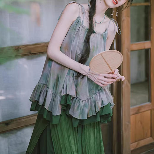 裁缝学苑AH125双层荷叶边大摆吊带国风改良宋裤阔腿裤套装纸样服装打板 商品图4