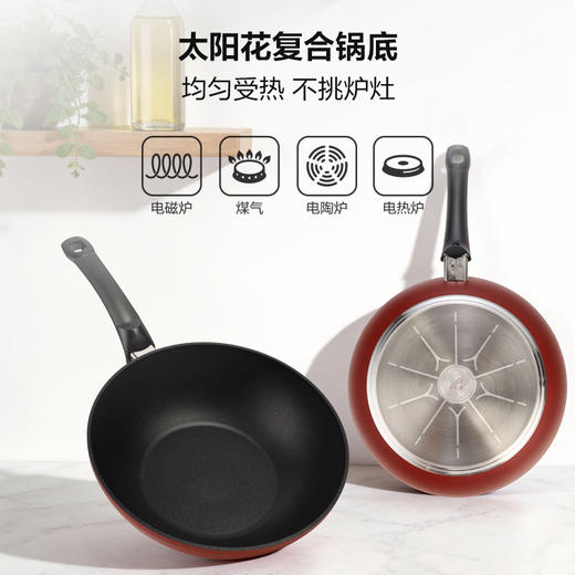 菲仕乐 德国进口黑珍珠28cm深型不粘煎炒锅-红色 商品图2