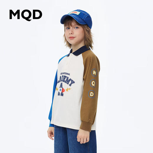 【MQD】男童POLO衫春季新品儿童长袖T恤胶印撞色上衣 商品图1
