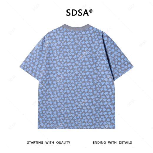 SDSA夏季高级感新款男士满天星撞色满印花卉短袖T恤时尚百搭上衣 商品图4