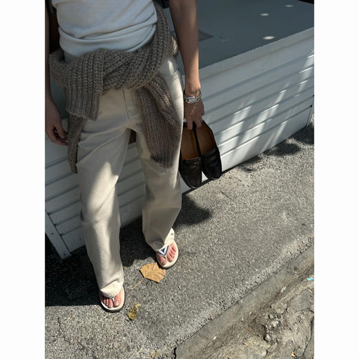 THESOONG/纯棉直筒牛仔裤女秋冬款小个子胯宽显瘦休闲裤HBKZ7460 商品图0