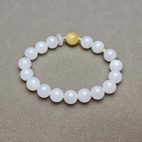 和田玉青海料冰底羊脂玉10mm招财转运手串 228-21