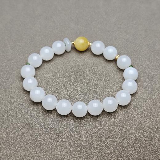 和田玉青海料冰底羊脂玉10mm招财转运手串 228-21 商品图0