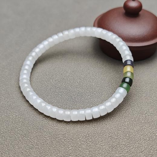 和田玉青海料羊脂玉药片归圆手钏 228-22 商品图5