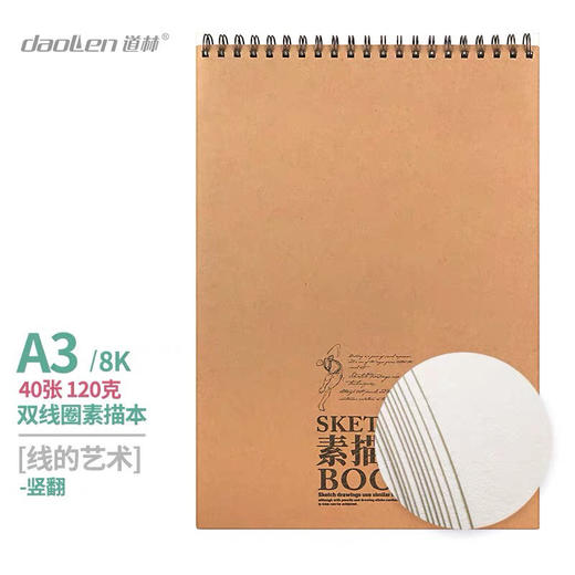 道林素描速写本绘画加厚美术专用画画空白纸草稿8k4kA416k线圈本 商品图3