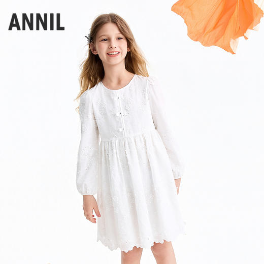 【实体店同款】女童长袖梭织连衣裙春季新款安奈儿童装AG613060 商品图0