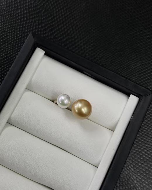 13号—⁶孤品【8-9mm akoya +11-12mm 金珠18k金双珠戒指】极光微瑕，出证书，24小时鉴赏期【香港】SS06-QTT-XGZZ 商品图0