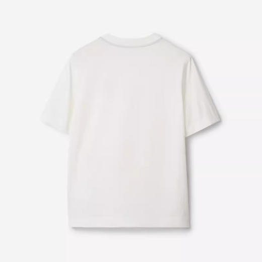 BURBERRY 巴宝莉 女士马术骑士徽标刺绣棉质圆领短袖T恤 白色 8111948 B7347 商品图1