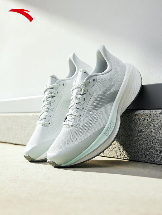 安踏二区心率80丨缓震回弹跑鞋女轻便氮科技跑步鞋女运动鞋浅青灰/浅云绿/银122615555 -3 商品图2