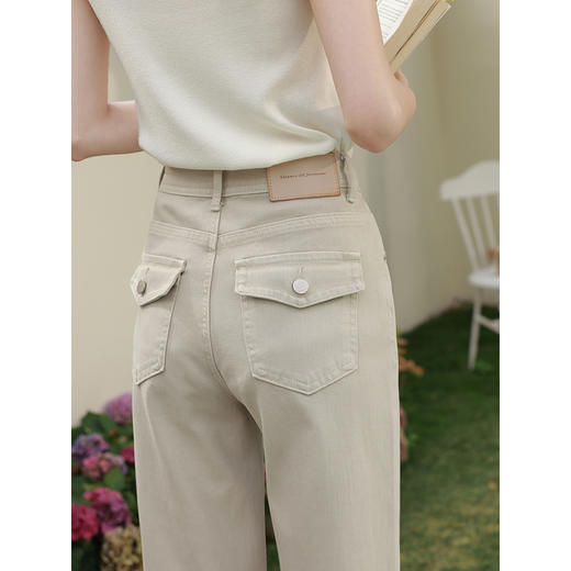 鹿向南「悠然型格」卡其色高腰牛仔裤女春季版型超好看的微喇裤 商品图3