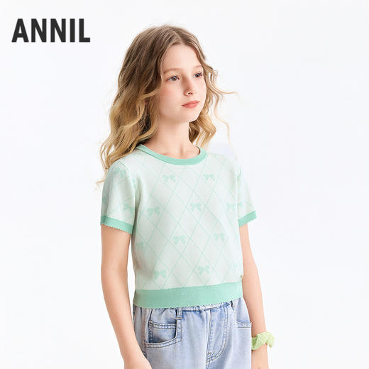 【实体店同款】女童短袖针织衫夏季新款安奈儿童装AG624055 商品图2