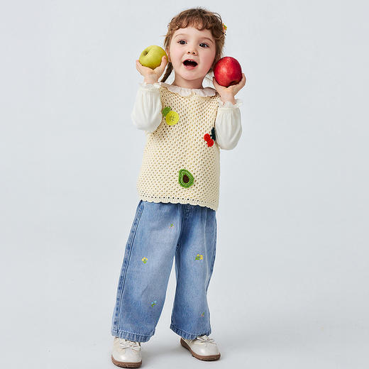 迷你巴拉巴拉宝宝背心镂空挑洞甜美可爱宝宝罩衣外穿2026春新品 商品图2