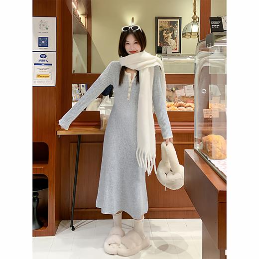 <曾小咸推荐>3.4现货秒杀 ！微信超特价！韩系V领针织连衣裙 日常199.99 立减100 秒杀99.99！！ 商品图1