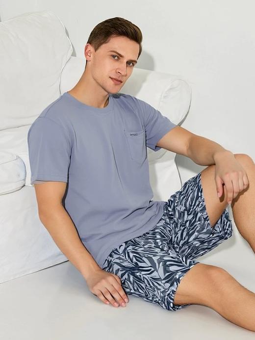 【棉莫时尚家居系列】SCHIESSER德国舒雅男士棉加莫代尔面料睡衣 家居 春夏短袖短裤家居宽松套装39/26330H 商品图2