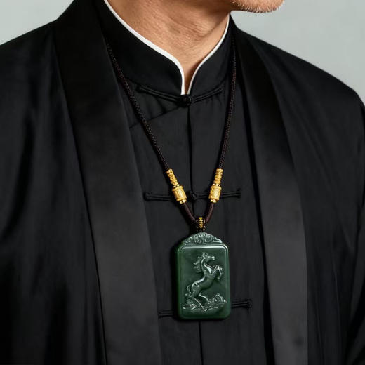 珠御在殿·新疆玉石吊坠 ，新疆和田玉/新疆金丝玉 玉质细腻 油润饱满  温润透亮 商品图10