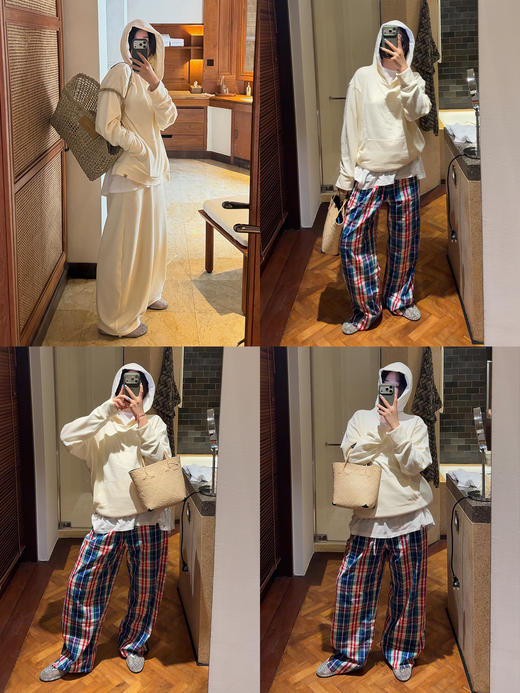 hidemi副线小h 日本进口纱线连帽套头卫衣上衣卫裤长裤套装两件套 商品图2