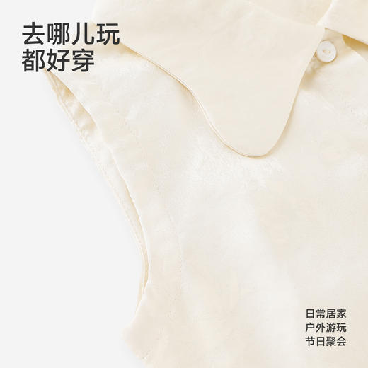 【高定系列】英氏儿童马甲女童夏季翻领浅香槟色马夹百搭新款外衣 商品图3