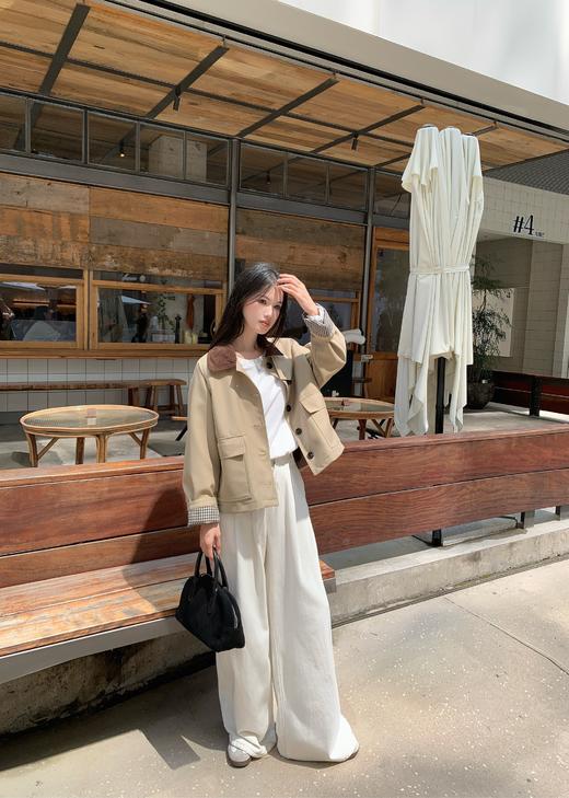 格桑米Gesamy美式巴恩风撞色领风衣 商品图2