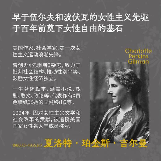 黄色墙纸：吉尔曼女性小说选（早于伍尔夫和波伏瓦的女性主义先驱吉尔曼短篇精选集，《鸟山》译者任爱红新译。宁愿发疯，也不顺从） 商品图1
