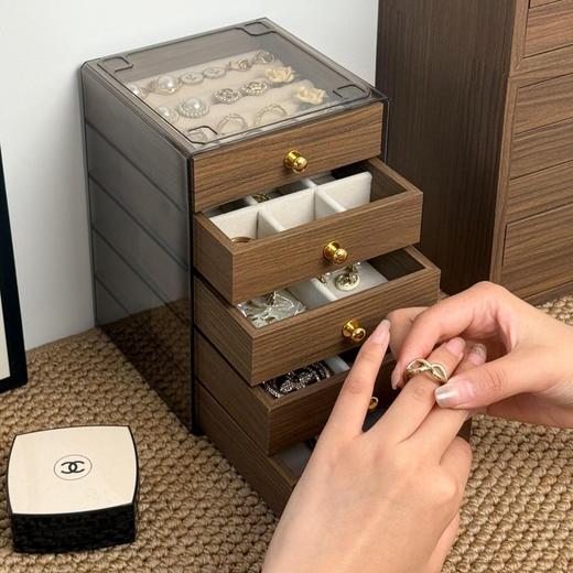 仅售💰39！出口韩国订单❗️【MuseMate胡桃木纹五层首饰收纳盒】 ✅小巧不占地方，足足5层大容量💎项链、手链、耳钉、耳环、戒指..通通帮你收纳整齐​ ​ 商品图1