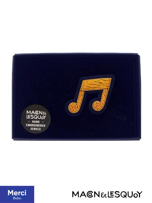 Macon&Lesquoy法国原创设计 二分音符 音乐系列 M&L刺绣手工饰品胸针 商品图1