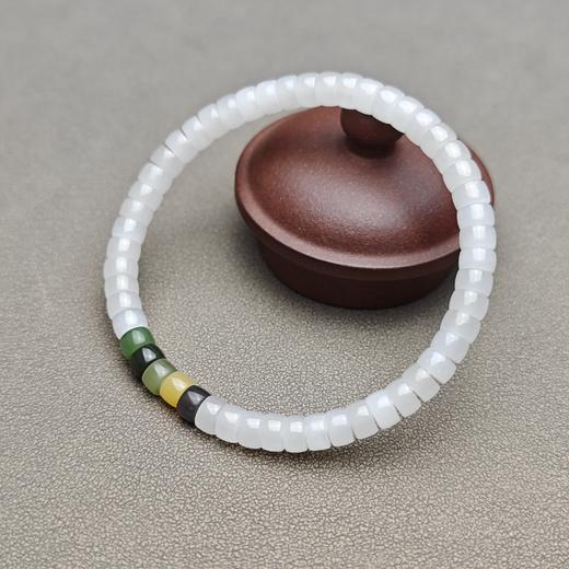 和田玉青海料羊脂玉药片归圆手钏 228-22 商品图4